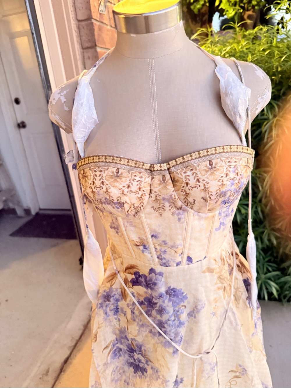Zimmermann Cream Midi Dress with Lavender Floral Print - Picture 3 of 6